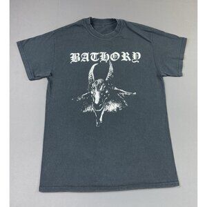 Rare Vintage Y2K Bathory Extreme Metal Band Swedish Music Tour Black Tee Concert